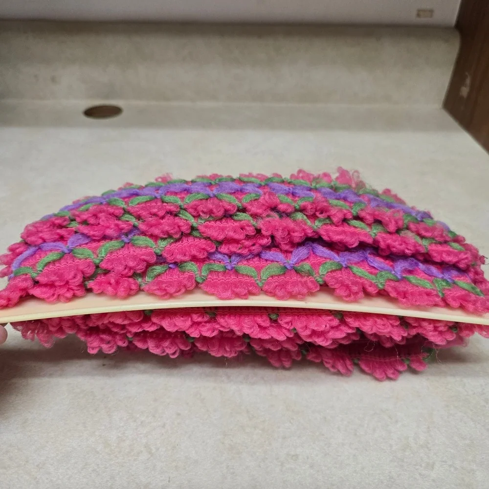 Vintage Crown Originals Ravelry Pink Purple Floral Lace Trim 8.11 Yards